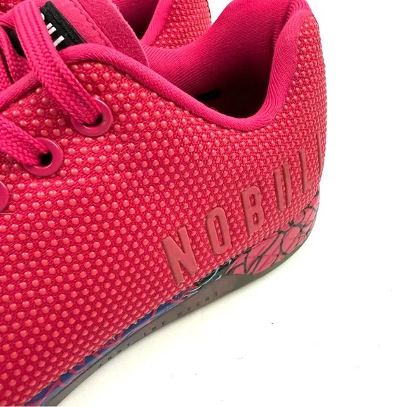 NO BULL Super Fabric Sneakers 9.5 Womens Lace up Mens 8 Bright Red Pink - Picture 2 of 12